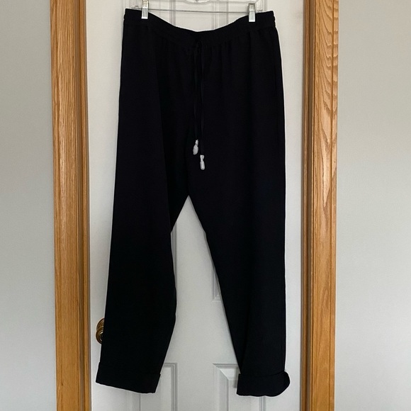 Emporio Armani Black Wide Leg Elastic Waist Trousers Size 52 US XXL - Picture 1 of 12